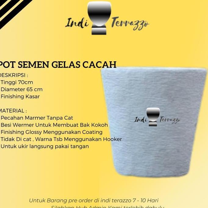 Terlaris Indi Terrazzo Pot Semen Teraso Cantik Tinggi 50 Cm Pot Bunga Minimalis