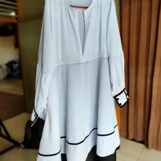 [Gamis office hermosa] Gamis kantor hitam putih/gamis office hitam putih/gamis hitam putih murah ori