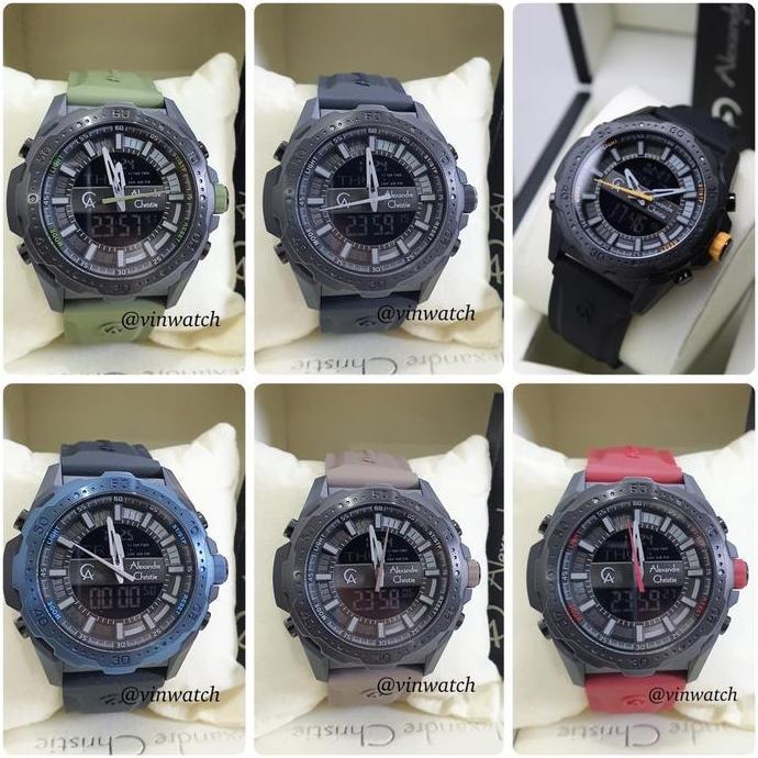 Promo AC 9370 Jam Tangan Pria Alexandre Christie 9370 Rubber Digital Cowok Watches COD