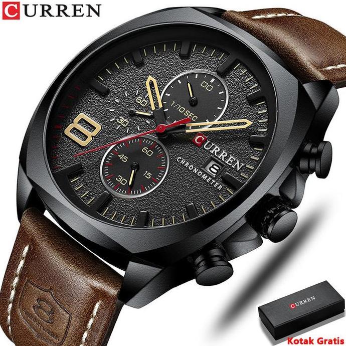 Promo CURREN Jam Tangan Pria Militer Chronograph Leather Quartz Watch 8324 COD