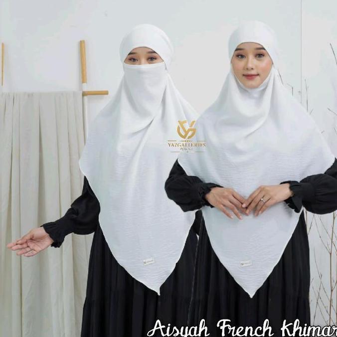 Aisyah French Khimar Crinkle Airflow Premium/ Jilbab French Khimar Crinkle Umroh Haji
