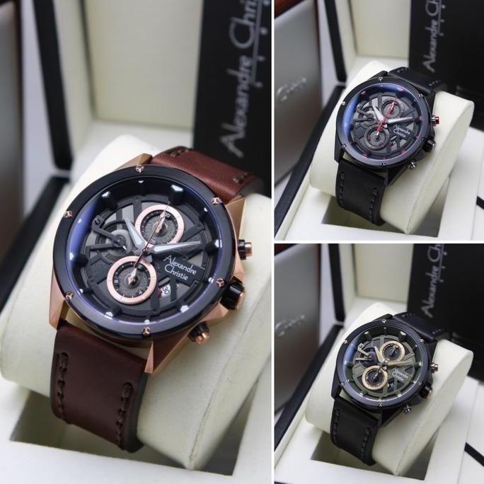 Promo [ ORIGINAL ] Jam Tangan Pria Alexandre Christie 6620 AC 6620 MC Kulit COD