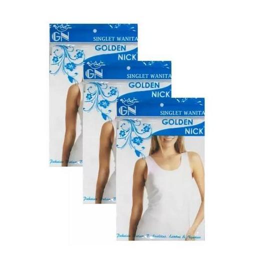 Promo 3 PCS TankTop kaos Dalam Singlet Wanita GOLDEN NICK Katun Lembut Nyaman Panjang Katun Cewek At