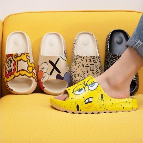 Sandal Yeezy Slide PREMIUM tebal ELMO KAWS KARAKTER Korea Empuk Ringan js