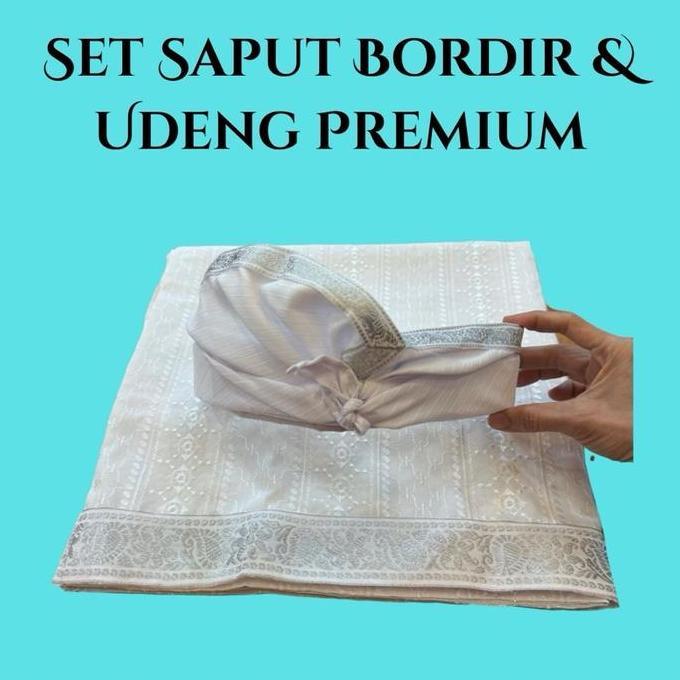 Set Udeng Jadi Premium & Saput Setengah Jadi Putih Pria