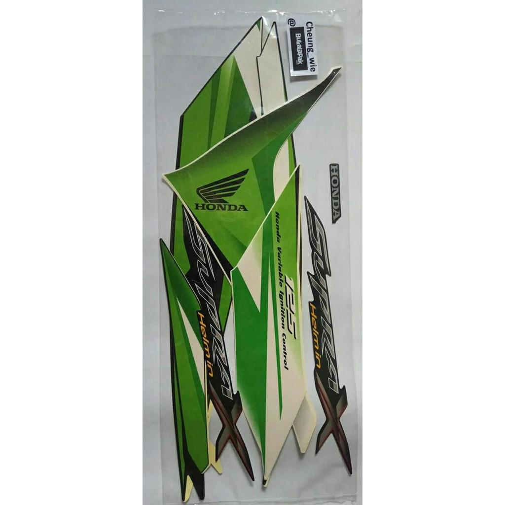 lis body/Striping Honda Supra X 125 Helm in 2011-12 Lagacy Green Hijau