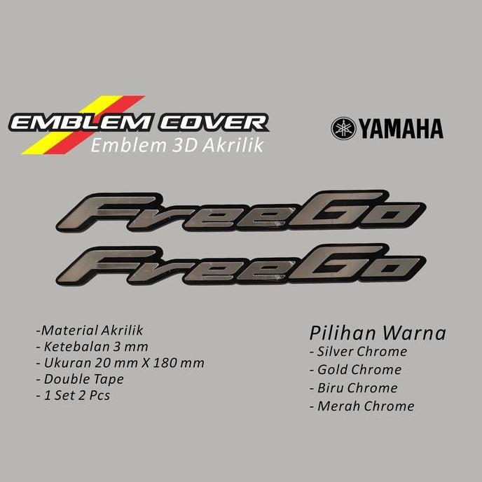 emblem 3d yamaha freego sepasang stiker timbul akrilik freego emblem body motor freego
