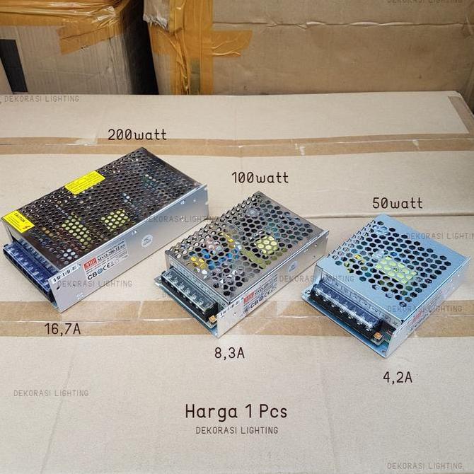 Adaptor led 12Volt 50Watt 100Watt 200Watt trafo power supply mean well