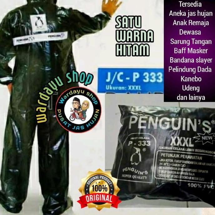 BEBAS ONGKIR - Jas hujan Jumbo Penguin Original Pinguin Hitam P333 XXXL Penguin's Black Dewasa Pria 