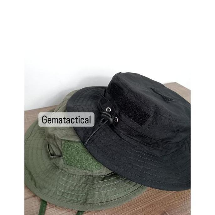DE168 - Topi Rimba Perekat Tactical Multicamblack / Topi rimba loreng brimob / Topi Rimba Hijau Rimb