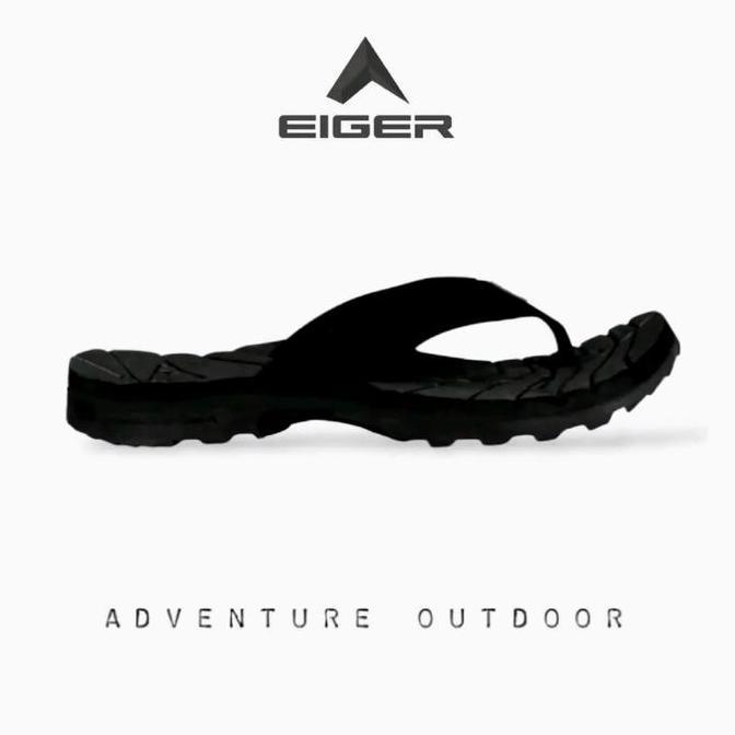 DF83 - sandal jepit gunung eiger outdoor pria wanita termurah - Sandal karet Hitam