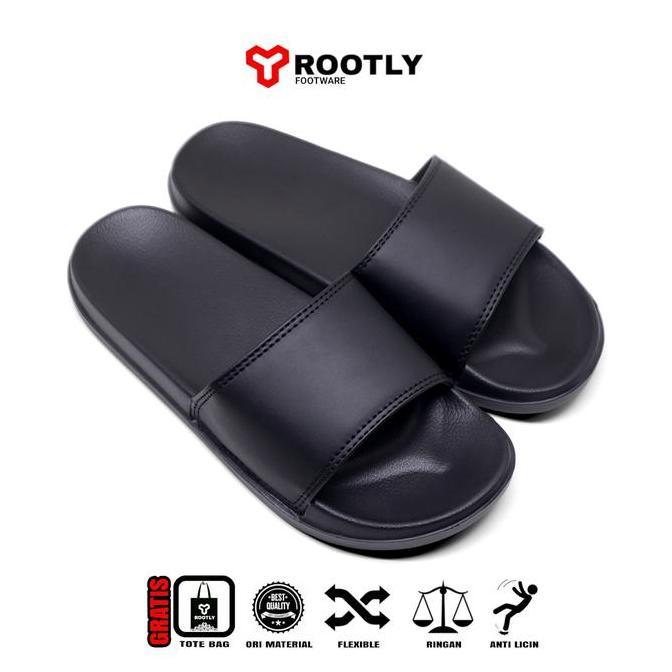 DA59 - Sandal Pria Wanita Hitam Polos Selop