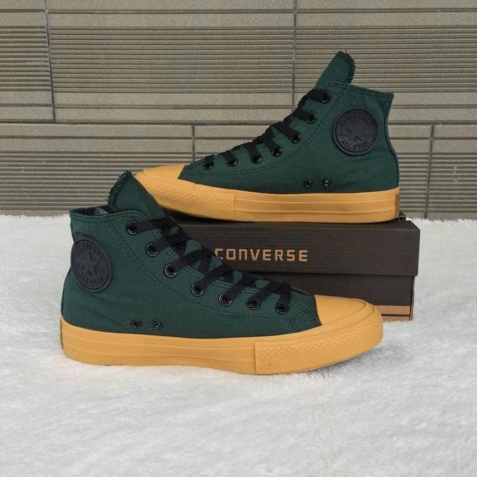 DR342 - Sepatu All Star CT High Warna Hijau Army Gumb