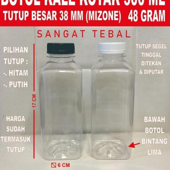 Botol Kale Kotak 500 ml Tebal - Botol Plastik 500 ml Tebal