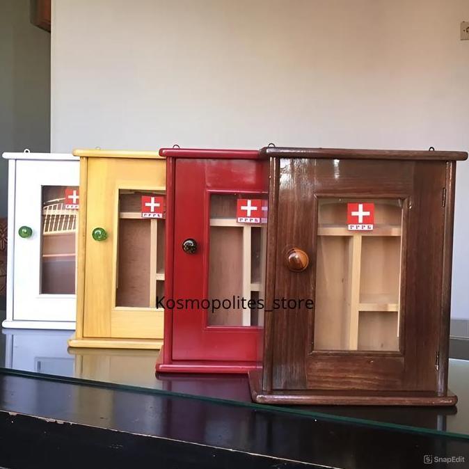 Kotak Obat Kayu Kayu Premium,Kotak Obat P3K Dinding,Termurah,Finishing Glossy