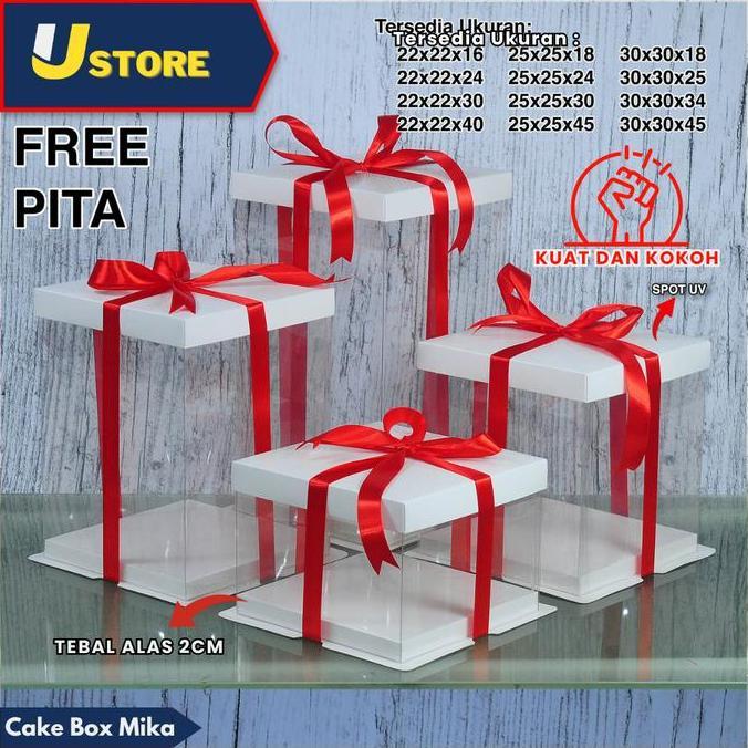 Cake Box Mika Dus Kue Kotak Kue Transparant 30x30 cm Kotak Kado Gift Box kotak Hantaran Mika PET