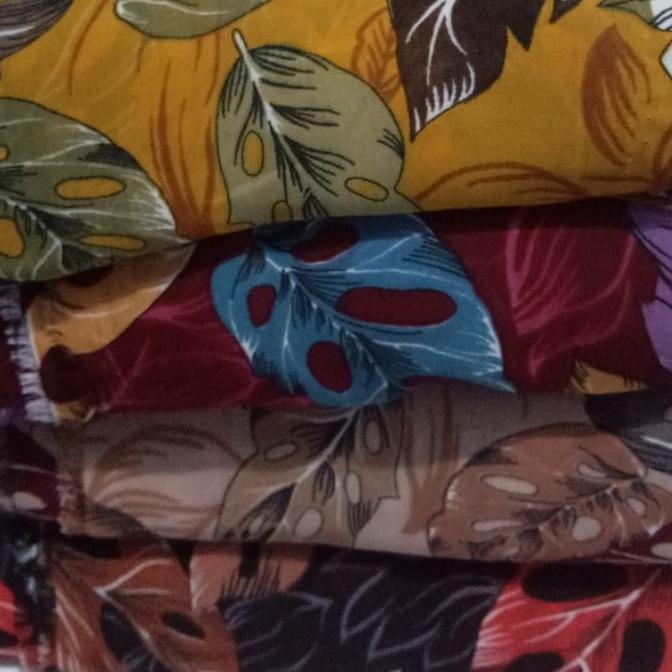 Kain Perca ceruti premium motif daun kekinian kiloan