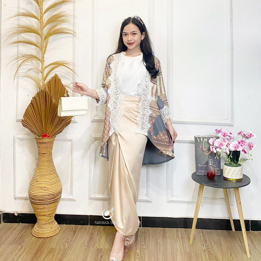 NAYAKA BATIK - Oneset Wanita Modern DAMARIS Etnik Setelan Kondangan Terbaru Outfit Lamaran Wisuda On