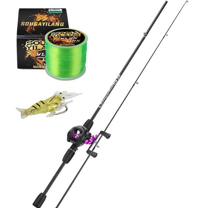 Sougayilang COD Joran Pancing Set 1.8M 2 Bagian Casting Fishing Rod dan 7.2:1 Rasio Gear Rem Magneti