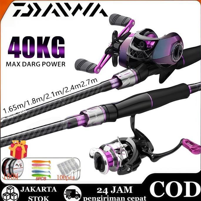 2025 New Daiwa Fishing Reel Set Casting Rod Reel Bc Pancing Set Joran Pancing Fishing Set Batang Pan