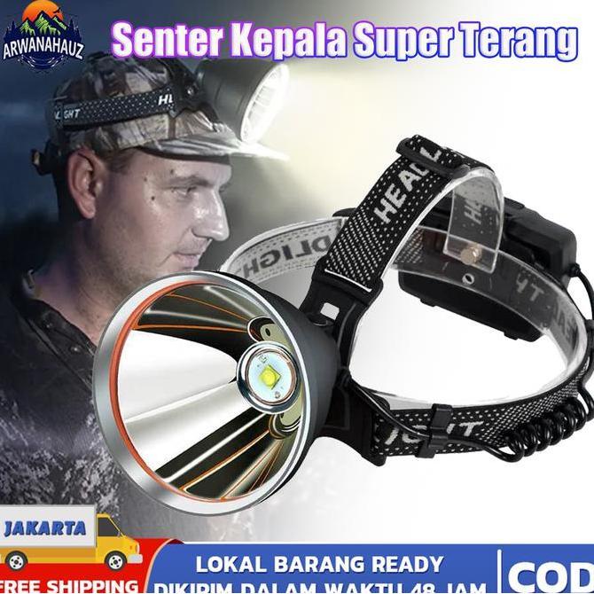 ETHEREA Senter Cas Super Terang Kepala Anti Air Jarak Jauh /Senter Kepala Led Super Terang/Senter Ke