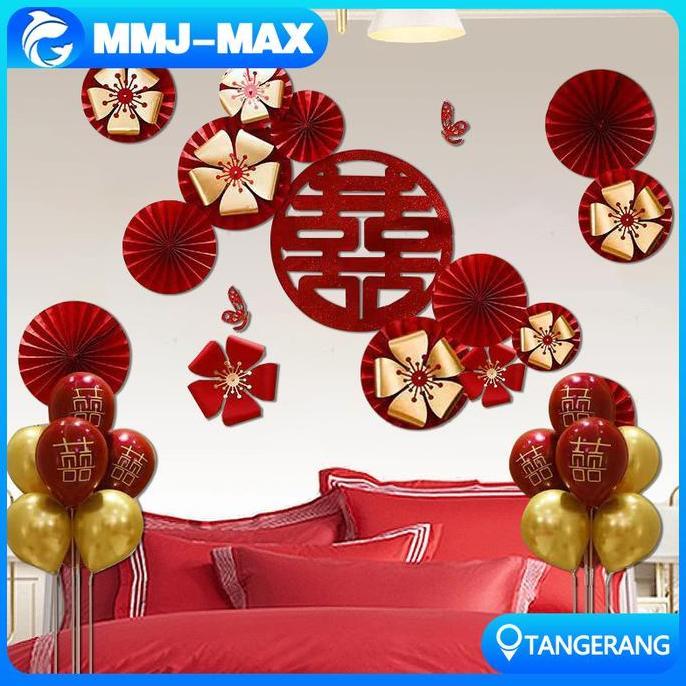 CLUCK Double Happiness Dekor Room Wedding/Shuangxi Tempelan Dinding