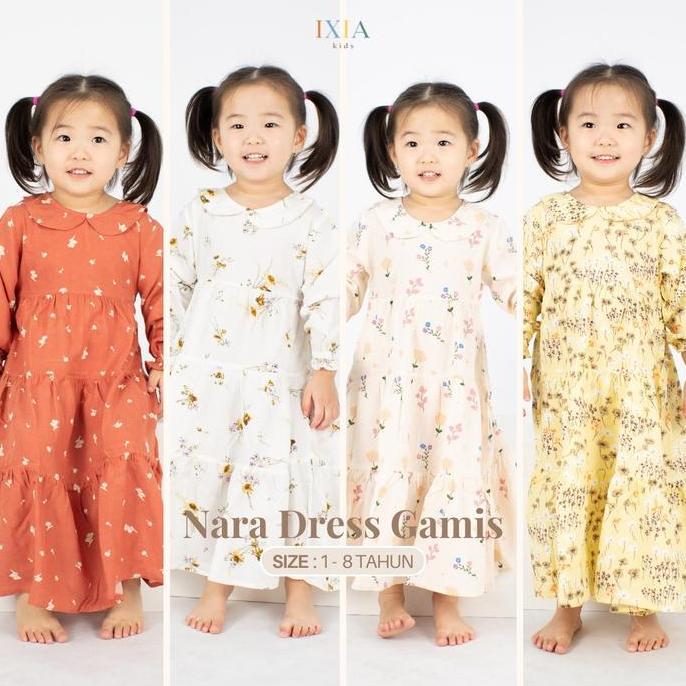 [ Ixia Kids ] Nara Dress / Baju Dress Gamis Anak Perempuan 1-8 Tahun Terlaris
