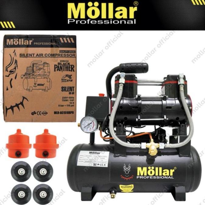 Promo Mollar Kompresor Angin Silent Oilless Auto 10L / 1Hp Tipe Black Panther Cod