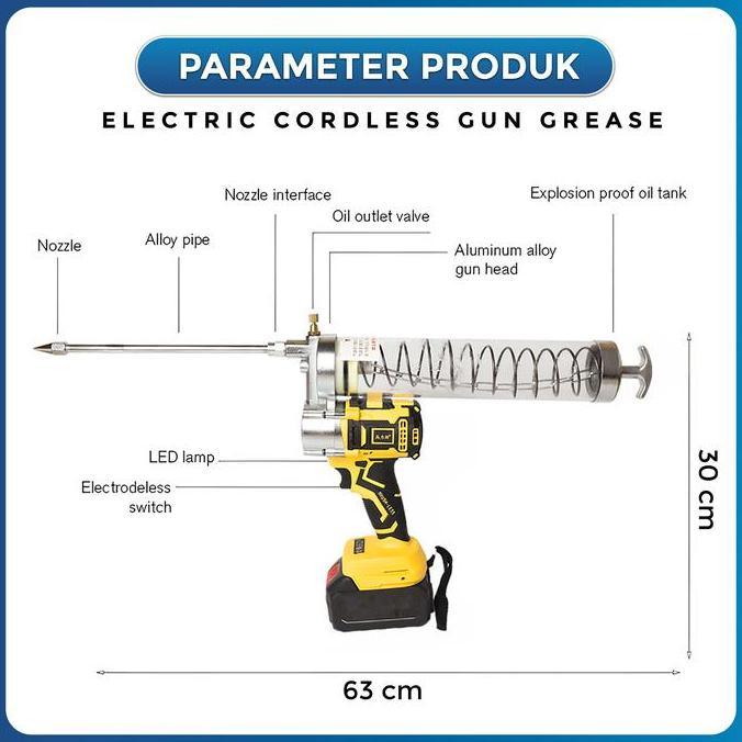 Promo Alat Grease Semprot Listrik Electric Spray Gun 600Cc 21Volt 5000 Mah Minyak Lithium Grease Gun