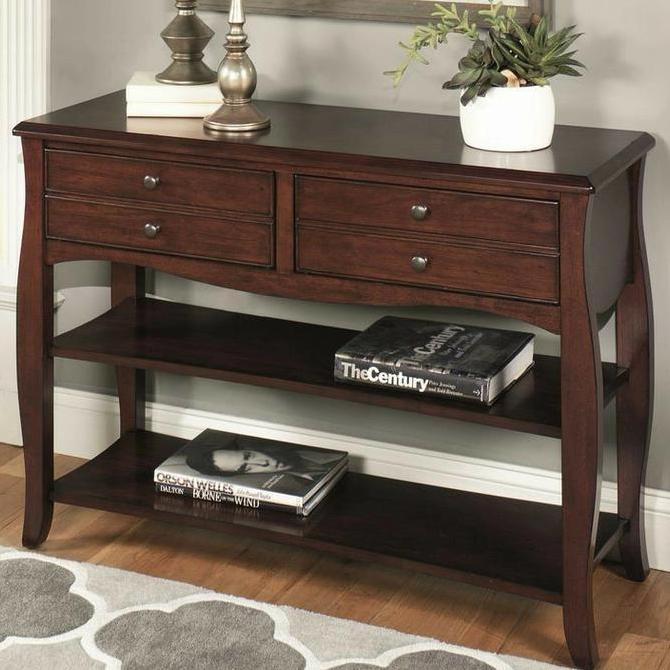 Meja Konsul Jati 2 Rak Kaki Garengan