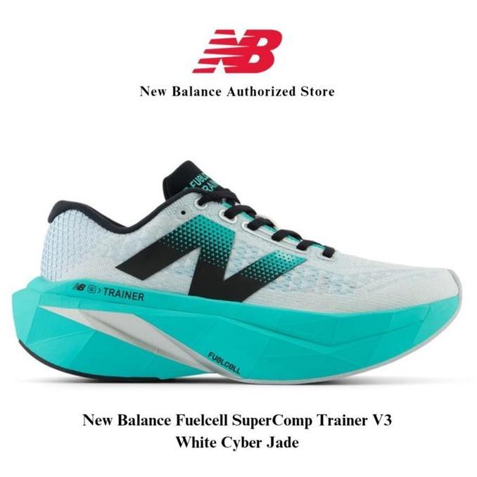 Sepatu NB New Balance FuelCell SuperComp Trainer V3 White Cyber Jade GS