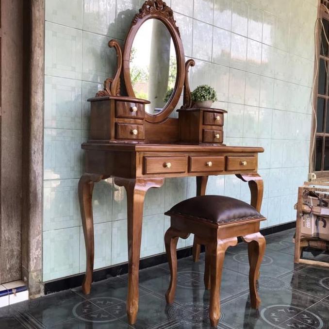 Meja rias jati - meja rias jati model kartini free kursi kecil