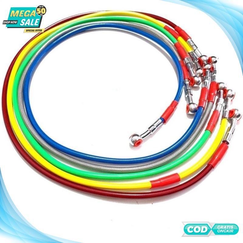 Berkualitas Selang Rem Depan & Belakang variasi Carbon Warna Model TDR 60cm 100cm 130cm Universal Mo