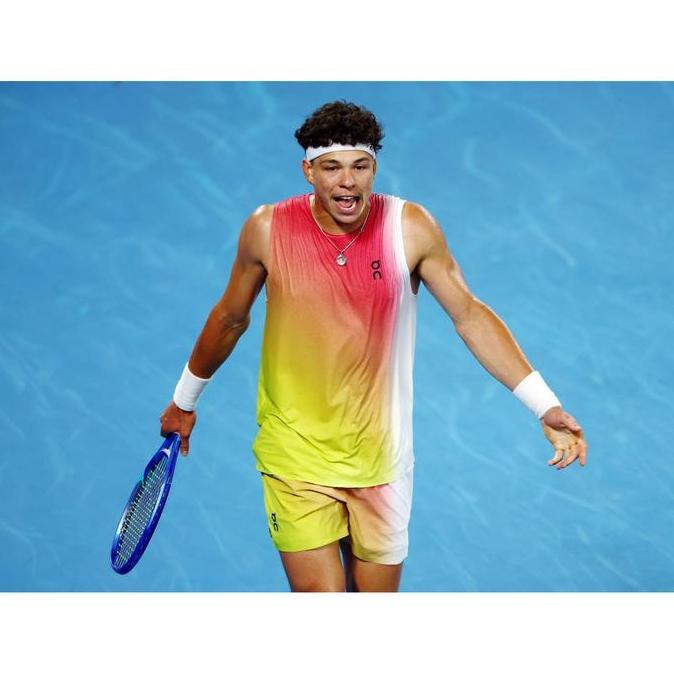 Promo JERSEY TENNIS ON Ben Shelton of the United States of the 2025 Australian Open at Melbourne Par