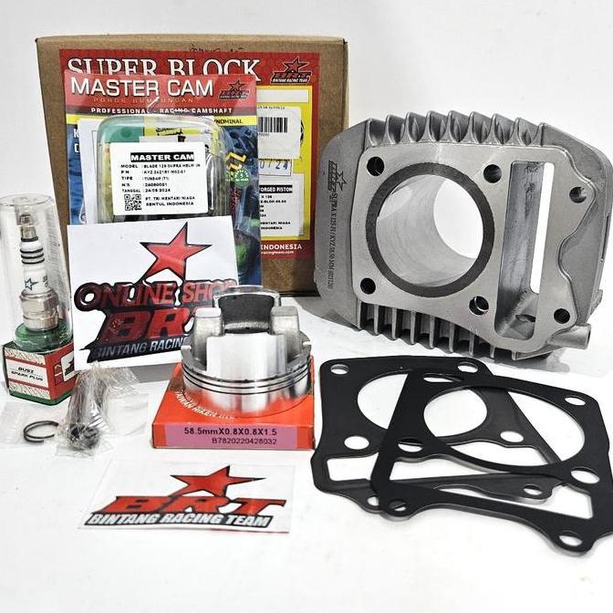 DIREWOLF PAKET BORE UP BLOK SET PISTON CAST IRON 62 58.50 & MASTER CAM BRT BLADE 125 FI SUPRA X 125 