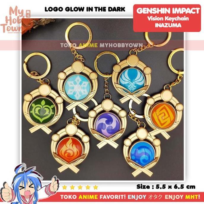 Gantungan Kunci Vision Genshin Impact INAZUMA Glow In The Dark