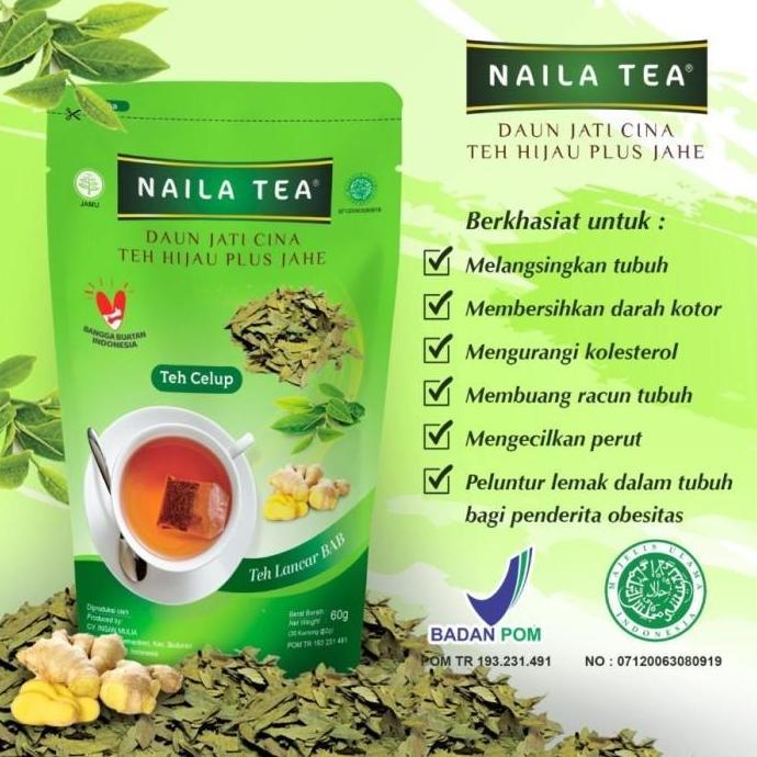 Naila Tea Daun Jati Cina Teh Hijau Plus Jahe | Teh Pelangsing Diet Kualitas Terbaik Harga Termurah