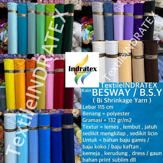 ( Per 1 Roll ) Bahan Gamis Kain Besway Bsy Tebal Polyester Premium Lebar 115 Cm Gulung Gulungan Baha
