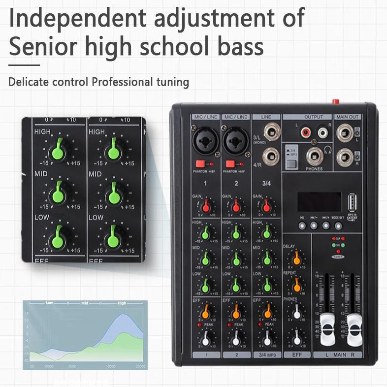 Feichi  4 Channel Mixer Audio/Mixer Mini/Sound Card/Amplifier Bluetooth Mini Profesional /Soundcard 