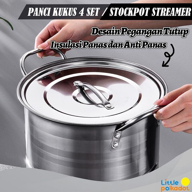 LittlepolkadotBmw Original Pot Steamer 4 Set/ Panci Kukus 4 Set/Panci Dandang Stainless Steel/Stock 
