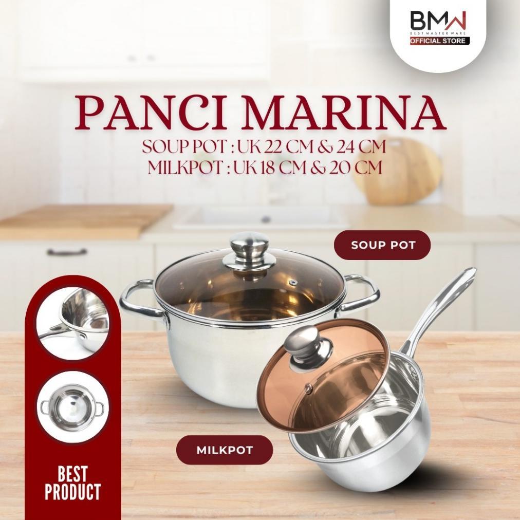 Bmw Kitchenware - Panci Sup Stainless Steel Tebal Premium Quality Panci Mie Rebus Gagang Panci Sop P