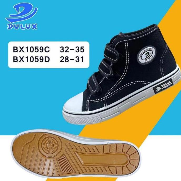 COD DULUX - SEPATU SEKOLAH ANAK HITAM PUTIH CEWEK COWOK / SEPATU PEREKAT TINGGI / SEPATU TALI TINGGI