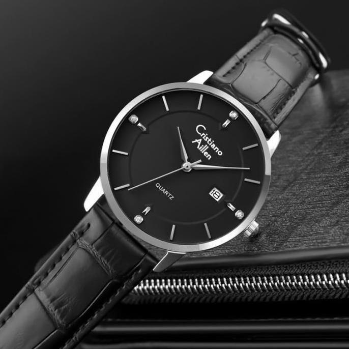 Buy 1 Get 1  Cristiano Aillen Jam Tangan Pria 840 Kulit Kaca Sapphire Water Resistant 3 ATM