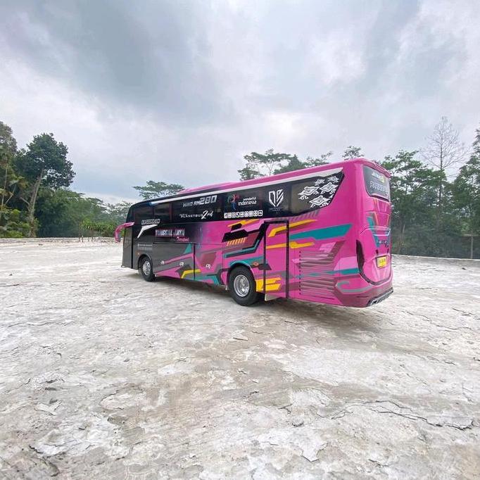Miniatur bus rc propo jumbo skala 20 black pink jb5 tungga jaya remot control detail bahan akrelik p