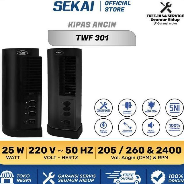 Sekai Kipas Angin Meja Menara Tower Fan Twf 301 Twf301
