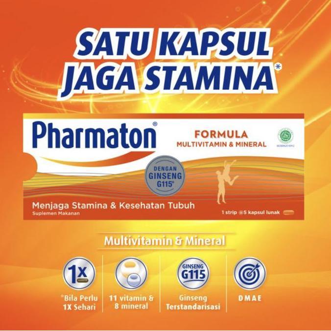 Pharmaton Formula 5 Kapsul Multivitamin Ginseng G115 Asli Menjaga Stamina & Kesehatan Tubuh 96% Kons