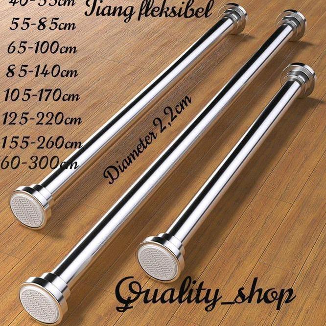 Tiang Gorden Fleksibel Besi Tiang Jemuran Baju Portable Tanpa Paku