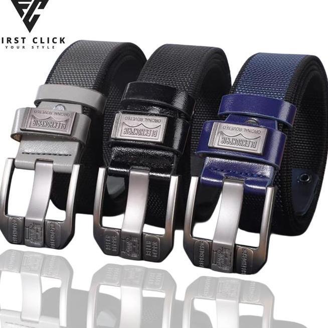 Sabuk Cowok Keren Tactical Nylon Canvas Ikat Pinggang Pria Quily Unlo Gesper Pinggang Pria Besi Kanv