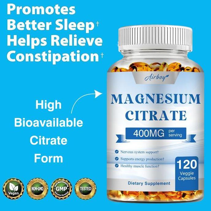 Airboy-Magnesium Sitrat-Bahan Alami-Suplemen-Kaya Magnesium, Natrium Kroskarmelosa, Asam Stearat, Ma