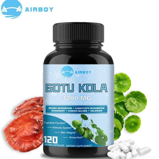 Airboy - Kapsul Ekstrak Centella Asiatica Organik Dengan Jamur Reishi, Cordyceps Sinensis, Rosemary,